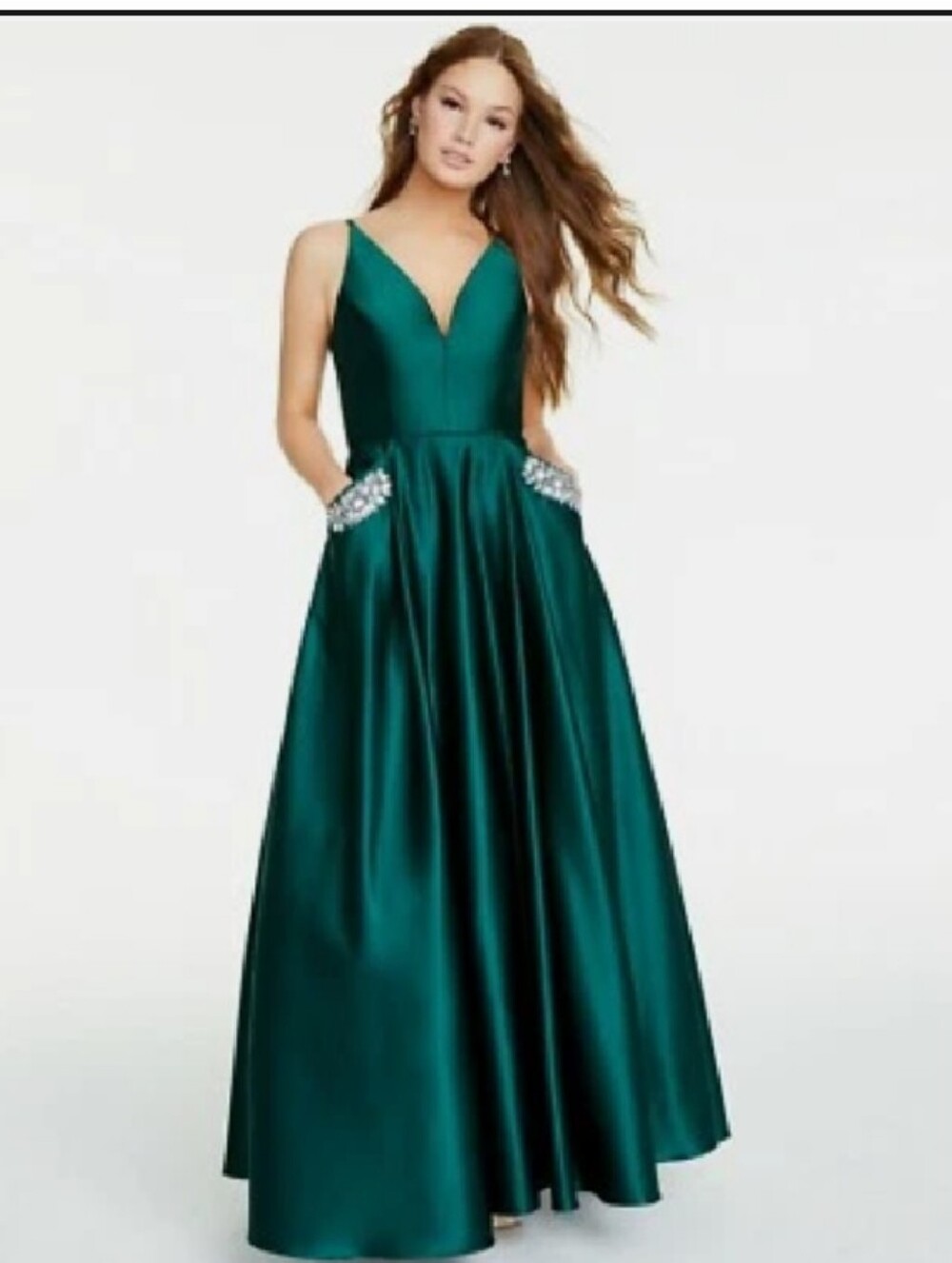 Blondie Nites Juniors' Embellished-Pocket Gown Hunter Green